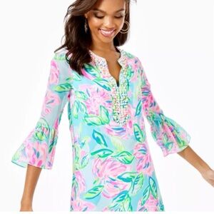 Lilly Pulitzer Eleanor Silk Dress with beaded detail XL